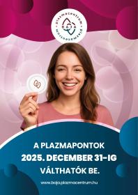 A plazmapontok 2025. december 31-ig válthatók be.