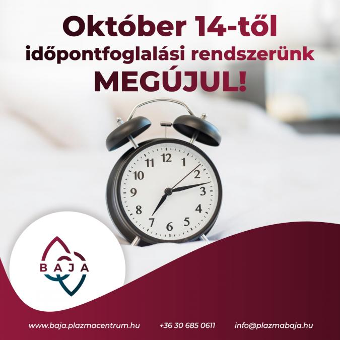 Október 14-től időpontfoglalási rendszerünk megújul!