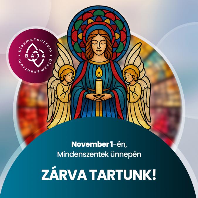 November 1-én, Mindenszentek ünnepén zárva tartunk!
